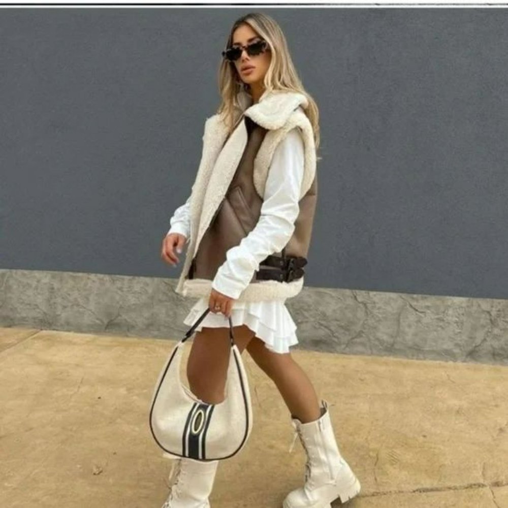 ZARA COMBINATION DOUBLE FACE FLEECE VEST - Picture 15 of 16